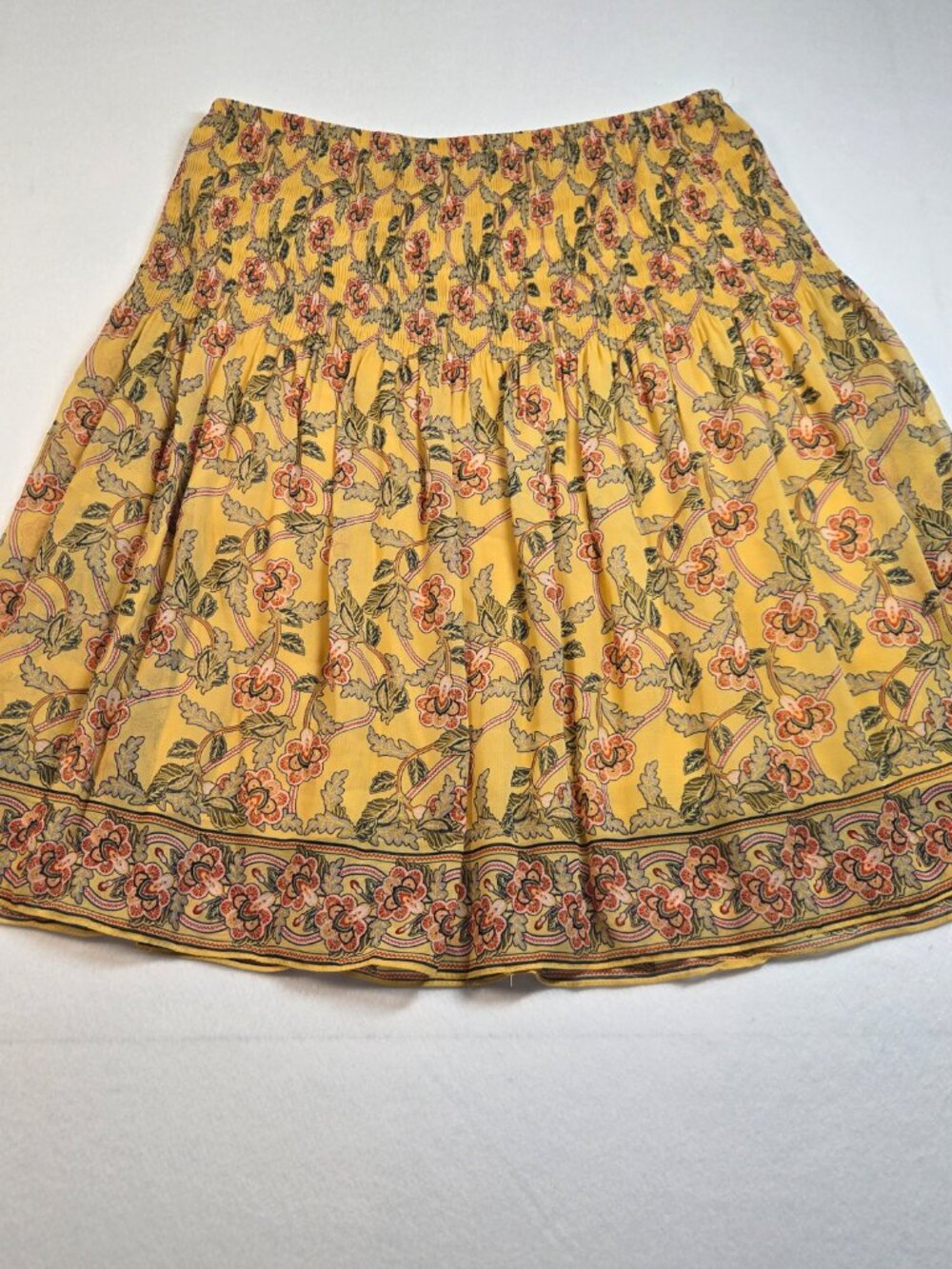 Max Studio Floral Skirt Small Yellow